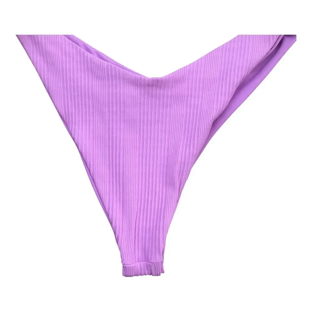 L Space Monica Wise Cabana Pink Ribbed Bikini Bottom Women's Size Medium NWT